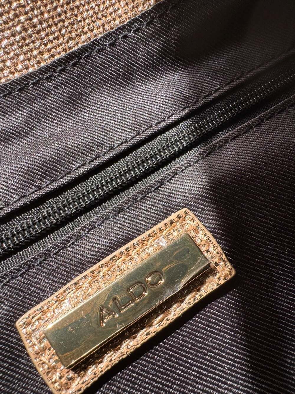 ALDO Gold Metallic Textured Tote Bag with Sculptural Handles NWOT - Picture 12 of 14